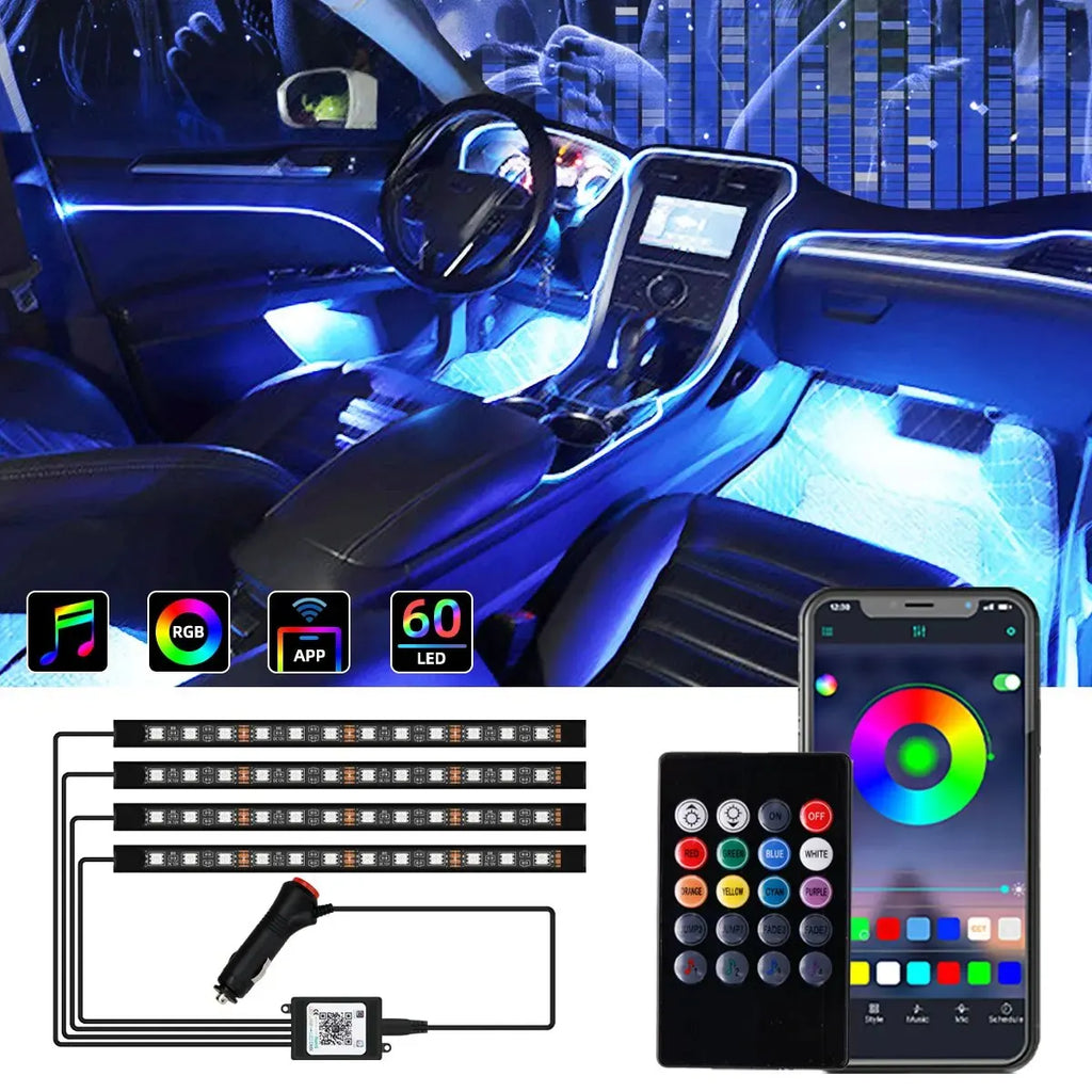 LED RGB Interior Auto – Control prin Telefon / Voce 🚗✨